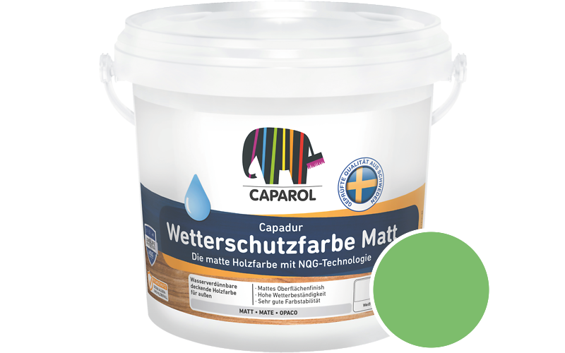 Caparol Capadur Wetterschutzfarbe Matt 2,5L Holzfarbe fr auen / Getnt im Farbton Agave 135