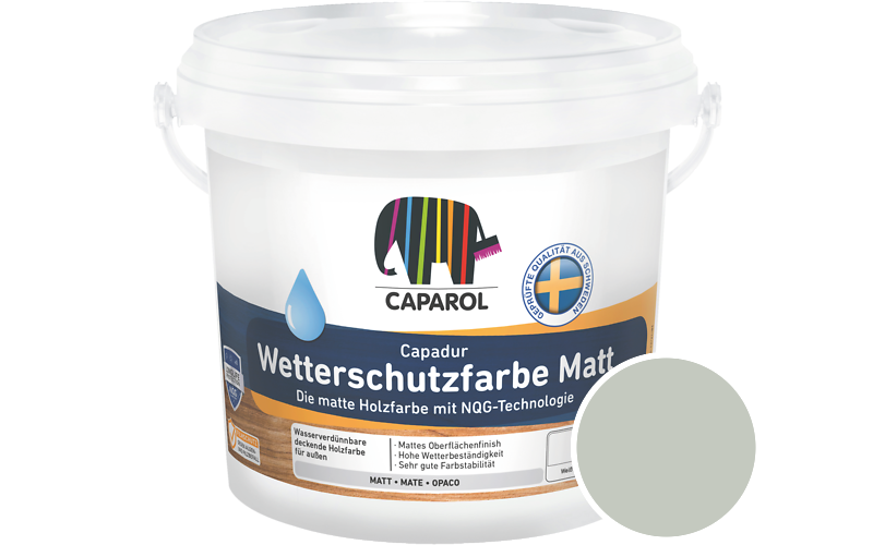 Caparol Capadur Wetterschutzfarbe Matt 2,5L Holzfarbe fr auen / Getnt im Farbton Agave 45