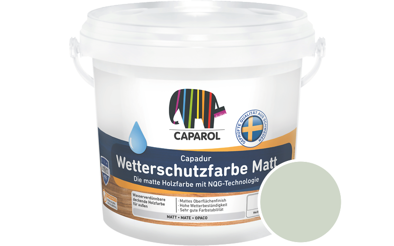 Caparol Capadur Wetterschutzfarbe Matt 2,5L Holzfarbe fr auen / Getnt im Farbton Agave 85