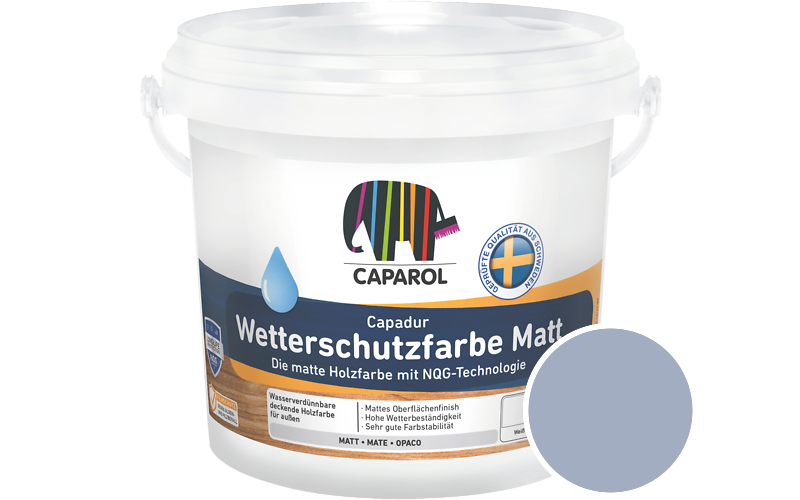 Caparol Capadur Wetterschutzfarbe Matt 2,5L Holzfarbe fr auen / Getnt im Farbton Aquarell 75