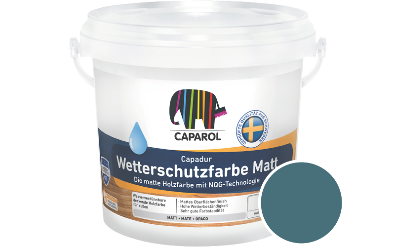 Caparol Capadur Wetterschutzfarbe Matt 2,5L Holzfarbe fr auen / Getnt im Farbton Arctis 95