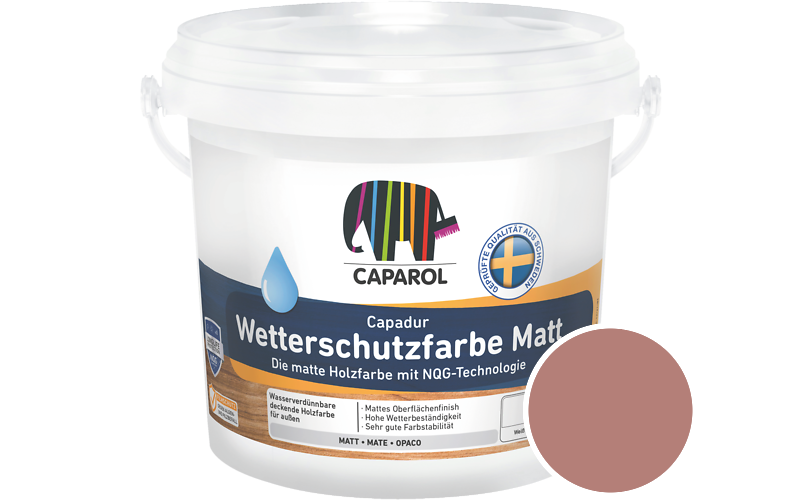 Caparol Capadur Wetterschutzfarbe Matt 2,5L Holzfarbe fr auen / Getnt im Farbton Bordeaux 50