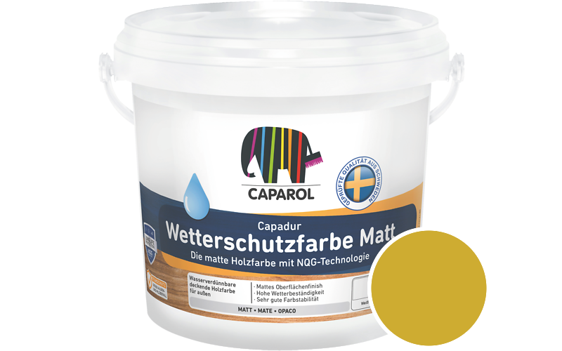 Caparol Capadur Wetterschutzfarbe Matt 2,5L Holzfarbe fr auen / Getnt im Farbton Curry 125
