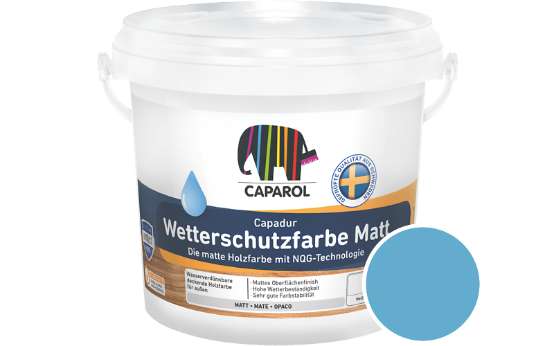 Caparol Capadur Wetterschutzfarbe Matt 2,5L Holzfarbe fr auen / Getnt im Farbton Donau 13