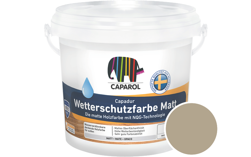 Caparol Capadur Wetterschutzfarbe Matt 2,5L Holzfarbe fr auen / Getnt im Farbton Ginster 45