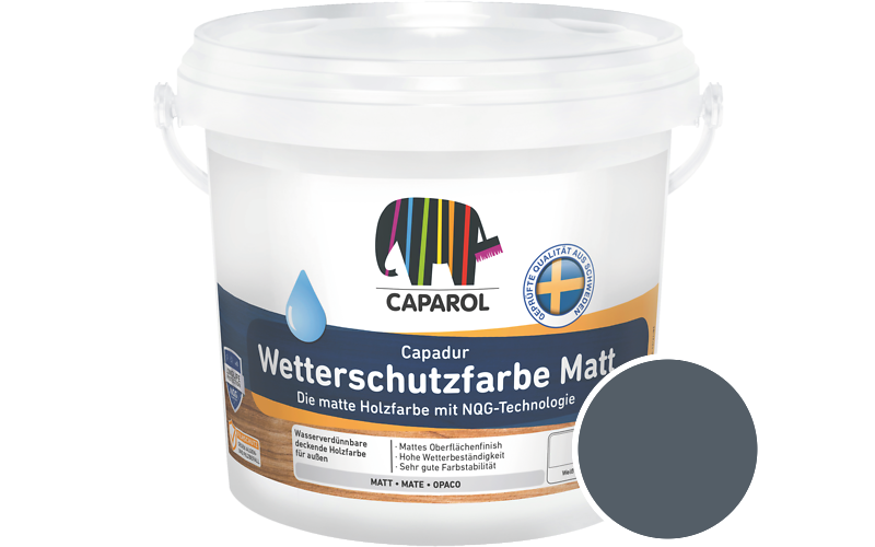 Caparol Capadur Wetterschutzfarbe Matt 2,5L Holzfarbe fr auen / Getnt im Farbton Lago 10