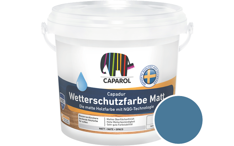 Caparol Capadur Wetterschutzfarbe Matt 2,5L Holzfarbe fr auen / Getnt im Farbton Lago 100