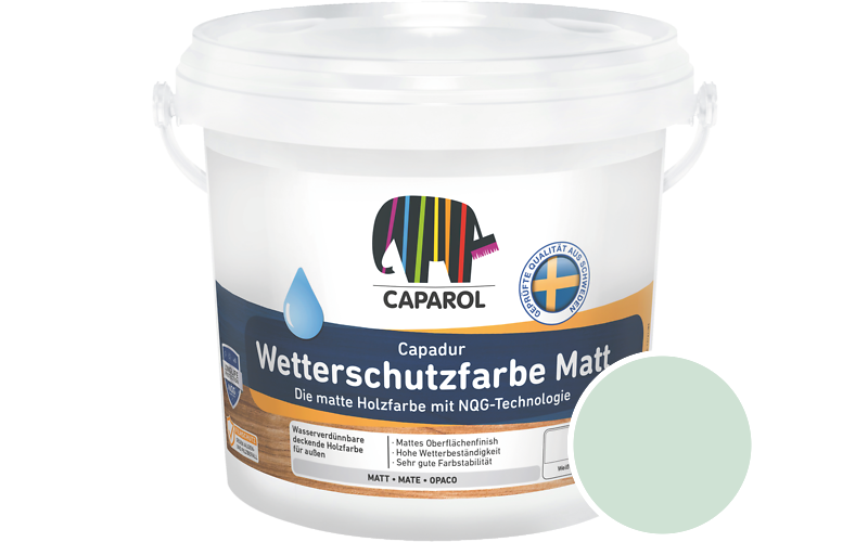 Caparol Capadur Wetterschutzfarbe Matt 2,5L Holzfarbe fr auen / Getnt im Farbton Malachit 90
