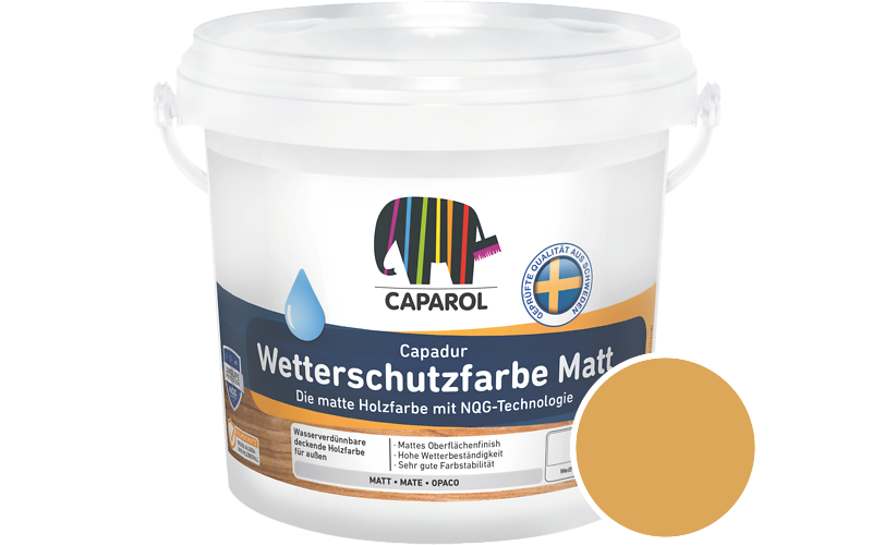 Caparol Capadur Wetterschutzfarbe Matt 2,5L Holzfarbe fr auen / Getnt im Farbton Marill 100