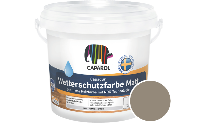 Caparol Capadur Wetterschutzfarbe Matt 2,5L Holzfarbe fr auen / Getnt im Farbton Palazzo 100