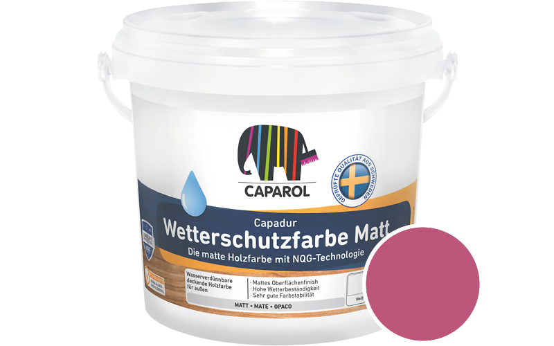 Caparol Capadur Wetterschutzfarbe Matt 2,5L Holzfarbe fr auen / Getnt im Farbton Pink 10