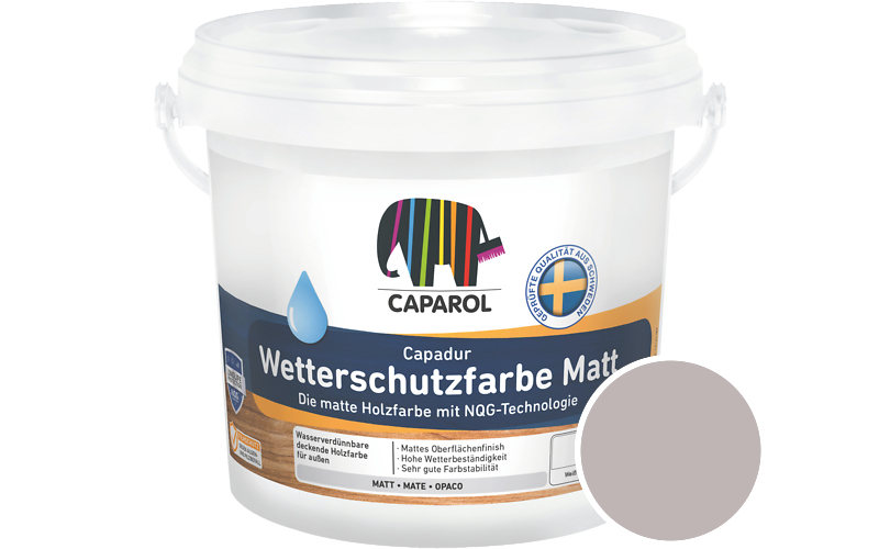 Caparol Capadur Wetterschutzfarbe Matt 2,5L Holzfarbe fr auen / Getnt im Farbton Quarz 15