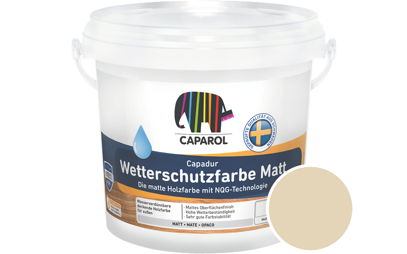 Caparol Capadur Wetterschutzfarbe Matt 750ml Holzfarbe fr auen / Getnt im Farbton RAL 1015 Hellelfenbein
