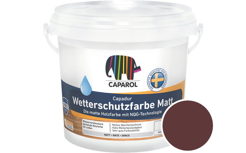 Caparol Capadur Wetterschutzfarbe Matt 750ml Holzfarbe fr auen / Getnt im Farbton RAL 3005 Weinrot