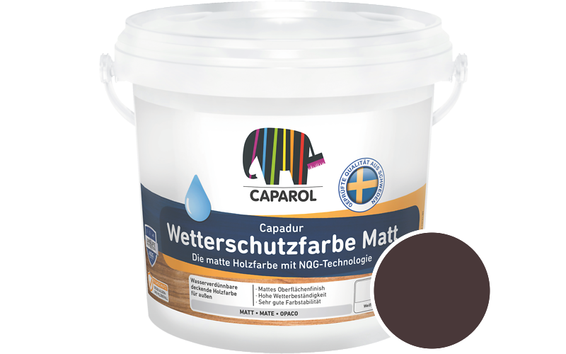 Caparol Capadur Wetterschutzfarbe Matt 750ml Holzfarbe fr auen / Getnt im Farbton RAL 3007 Schwarzrot