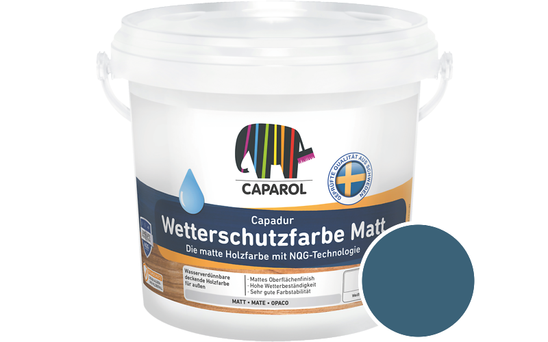 Caparol Capadur Wetterschutzfarbe Matt 750ml Holzfarbe fr auen / Getnt im Farbton RAL 5009 Azurblau