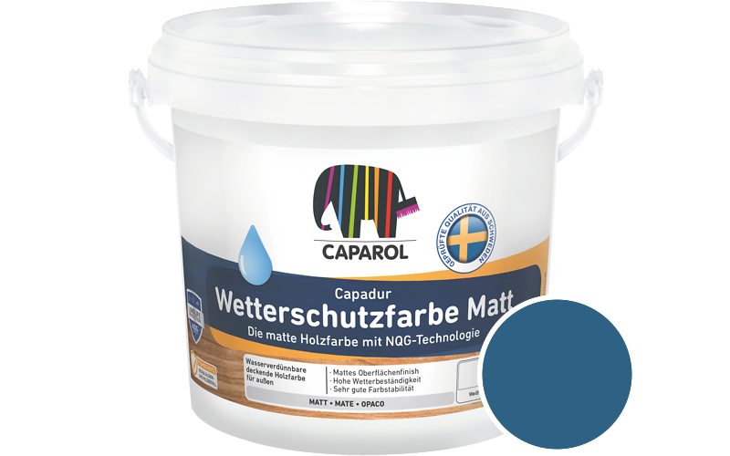 Caparol Capadur Wetterschutzfarbe Matt 750ml Holzfarbe fr auen / Getnt im Farbton RAL 5019 Capriblau
