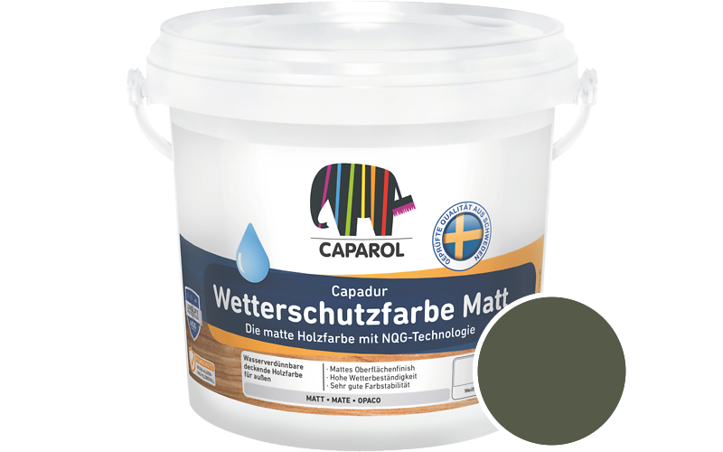 Caparol Capadur Wetterschutzfarbe Matt 2,5L Holzfarbe fr auen / Getnt im Farbton RAL 6003 Olivgrn