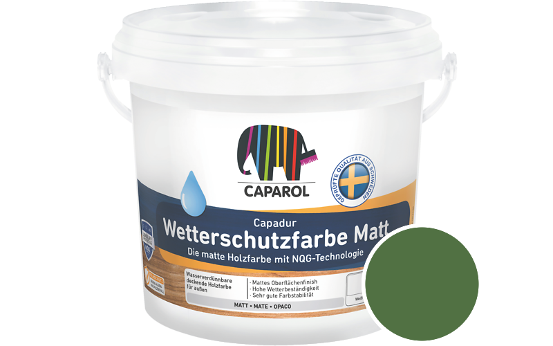 Caparol Capadur Wetterschutzfarbe Matt 750ml Holzfarbe fr auen / Getnt im Farbton RAL 6010 Grasgrn