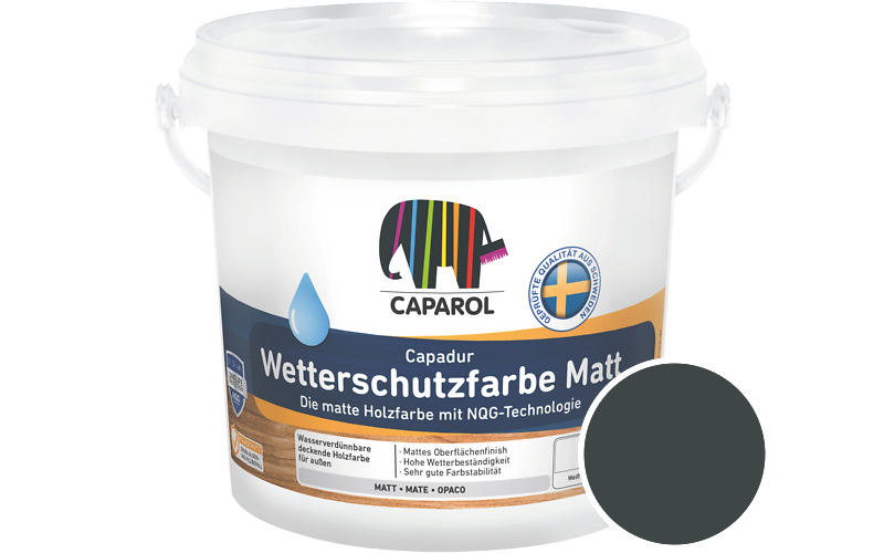 Caparol Capadur Wetterschutzfarbe Matt 750ml Holzfarbe fr auen / Getnt im Farbton RAL 6012 Schwarzgrn