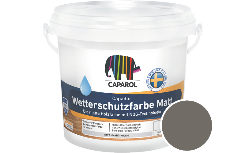 Caparol Capadur Wetterschutzfarbe Matt 750ml Holzfarbe fr auen / Getnt im Farbton RAL 7039 Quarzgrau