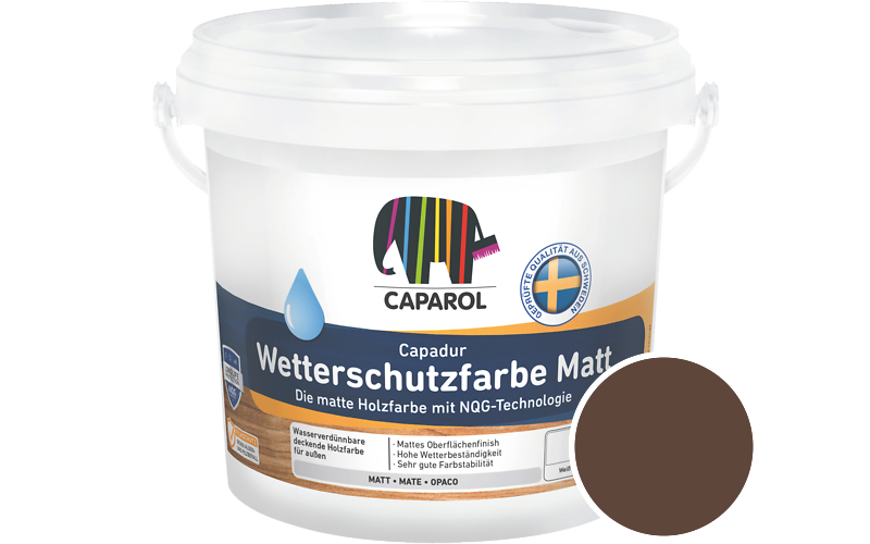 Caparol Capadur Wetterschutzfarbe Matt 750ml Holzfarbe fr auen / Getnt im Farbton RAL 8011 Nussbraun