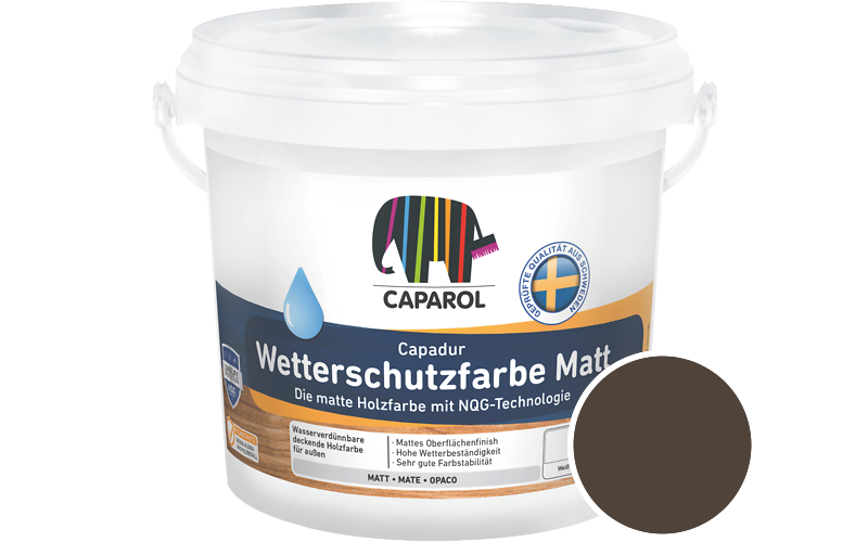 Caparol Capadur Wetterschutzfarbe Matt 10L Holzfarbe fr auen / Getnt im Farbton RAL 8014 Sepiabraun