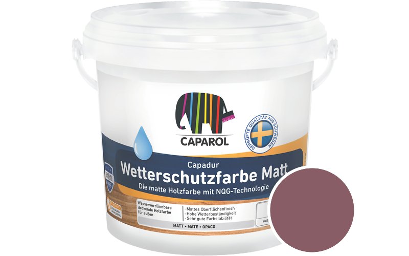 Caparol Capadur Wetterschutzfarbe Matt 2,5L Holzfarbe fr auen / Getnt im Farbton Rose 105