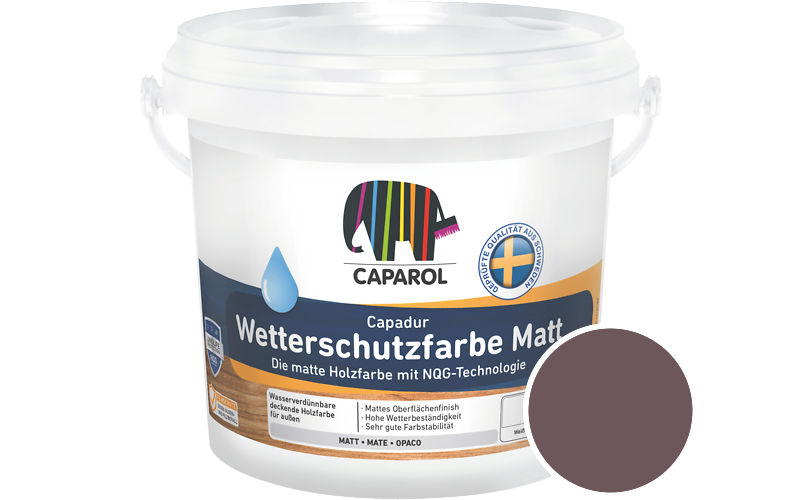 Caparol Capadur Wetterschutzfarbe Matt 2,5L Holzfarbe fr auen / Getnt im Farbton Rose 65