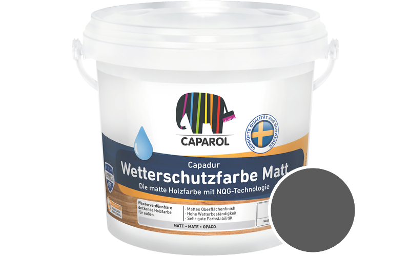 Caparol Capadur Wetterschutzfarbe Matt 2,5L Holzfarbe fr auen / Getnt im Farbton Sepia-grau