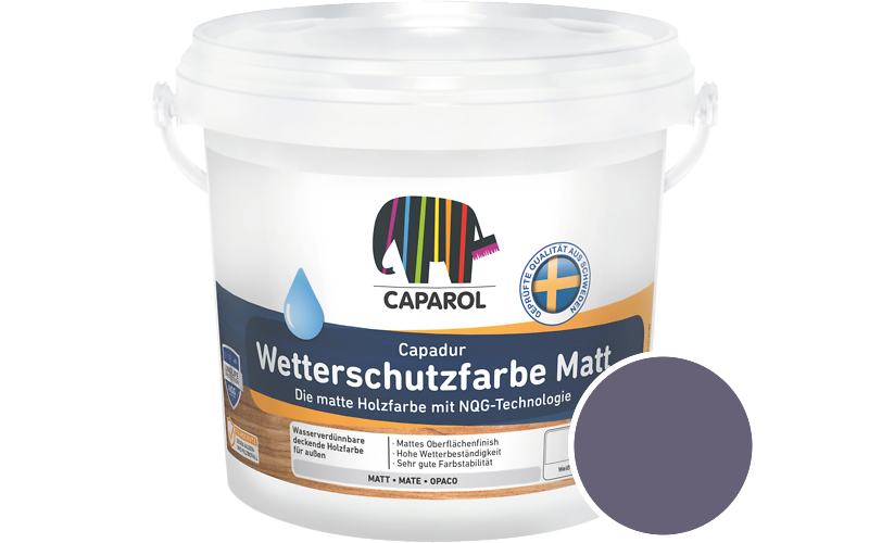 Caparol Capadur Wetterschutzfarbe Matt 2,5L Holzfarbe fr auen / Getnt im Farbton Velvet 40