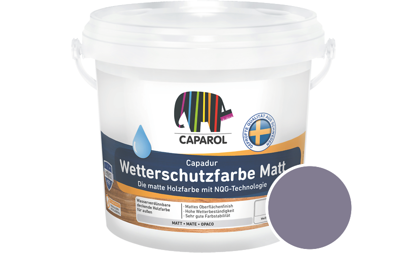 Caparol Capadur Wetterschutzfarbe Matt 2,5L Holzfarbe fr auen / Getnt im Farbton Velvet 45