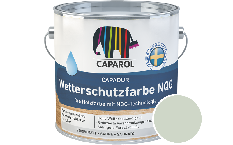 Caparol Capadur Wetterschutzfarbe NQG 2,5L Holzfarbe fr auen / Getnt im Farbton Agave 85