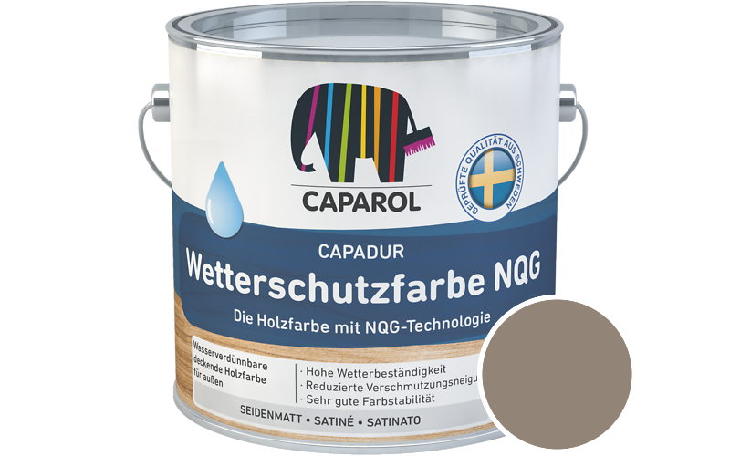 Caparol Capadur Wetterschutzfarbe NQG 2,5L Holzfarbe fr auen / Getnt im Farbton Amber 15