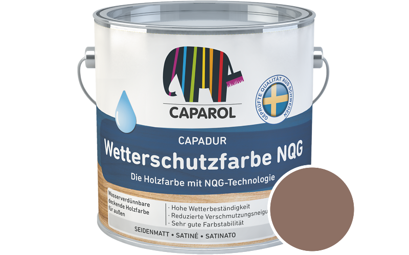 Caparol Capadur Wetterschutzfarbe NQG 2,5L Holzfarbe fr auen / Getnt im Farbton Aprico 35