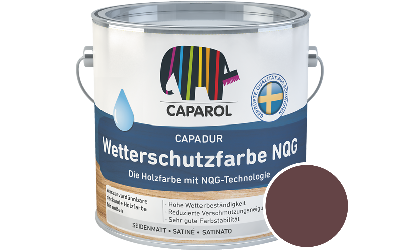Caparol Capadur Wetterschutzfarbe NQG 2,5L Holzfarbe fr auen / Getnt im Farbton Baccara 5
