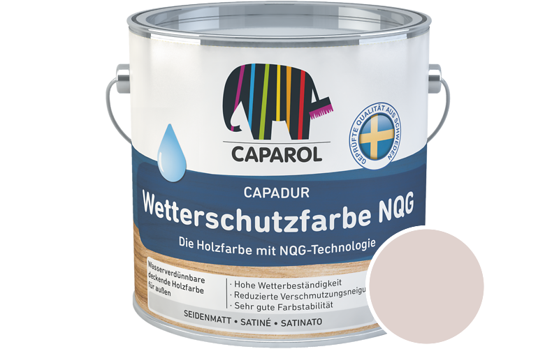 Caparol Capadur Wetterschutzfarbe NQG 2,5L Holzfarbe fr auen / Getnt im Farbton Cameo 55