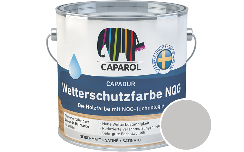 Caparol Capadur Wetterschutzfarbe NQG 2,5L Holzfarbe fr auen / Getnt im Farbton Grau 20