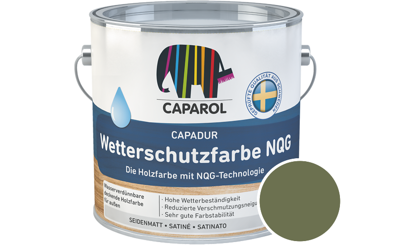 Caparol Capadur Wetterschutzfarbe NQG 2,5L Holzfarbe fr auen / Getnt im Farbton Jade 95