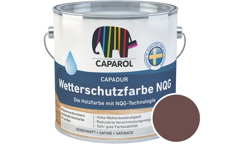 Caparol Capadur Wetterschutzfarbe NQG 2,5L Holzfarbe fr auen / Getnt im Farbton Korall 100
