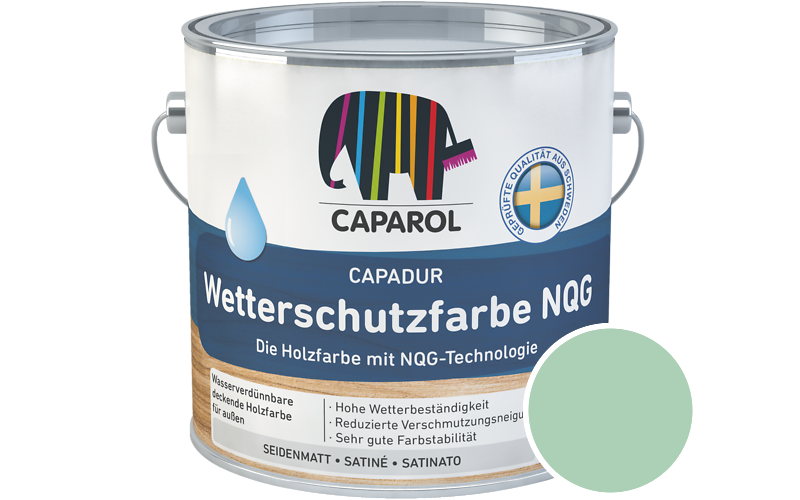 Caparol Capadur Wetterschutzfarbe NQG 2,5L Holzfarbe fr auen / Getnt im Farbton Malachit 115