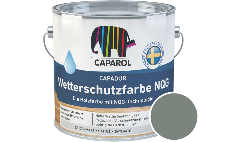 Caparol Capadur Wetterschutzfarbe NQG 2,5L Holzfarbe fr auen / Getnt im Farbton Malachit 15