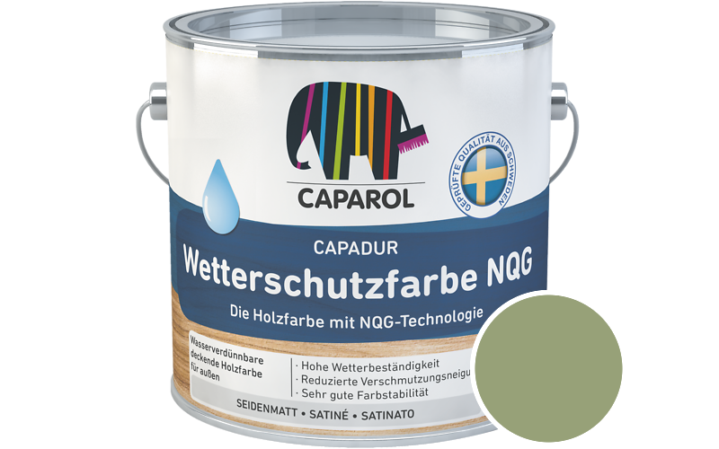 Caparol Capadur Wetterschutzfarbe NQG 2,5L Holzfarbe fr auen / Getnt im Farbton Moos 70