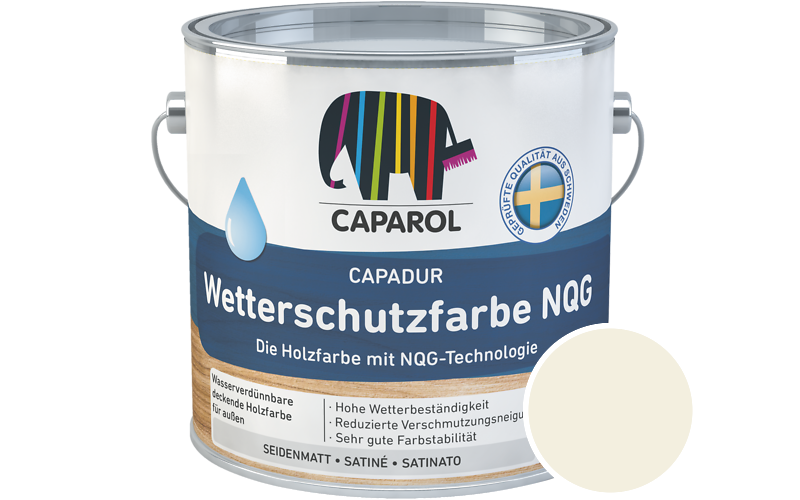 Caparol Capadur Wetterschutzfarbe NQG 5L Holzfarbe fr auen / Getnt im Farbton Off White 25