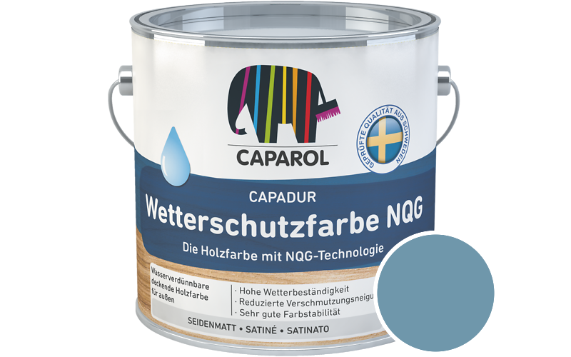 Caparol Capadur Wetterschutzfarbe NQG 2,5L Holzfarbe fr auen / Getnt im Farbton Pacific 170