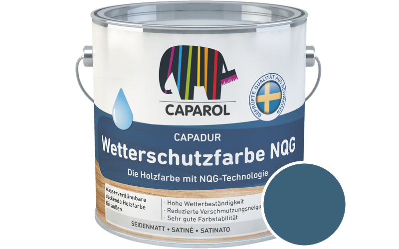 Caparol Capadur Wetterschutzfarbe NQG 5L Holzfarbe fr auen / Getnt im Farbton RAL 5009 Azurblau