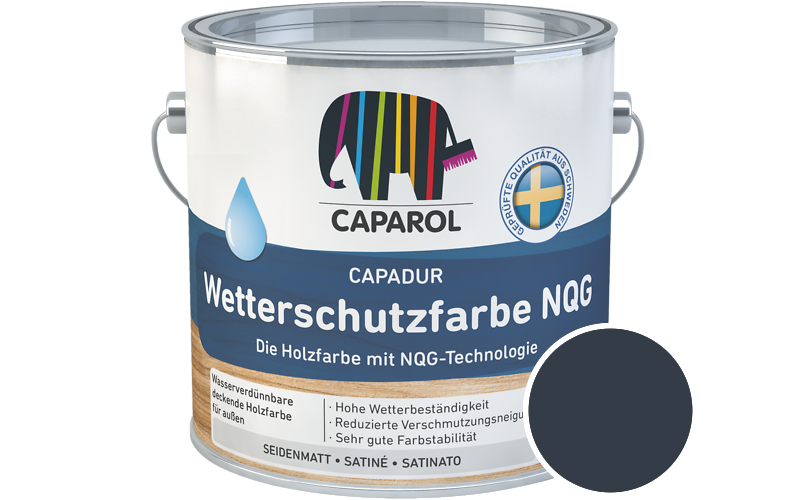 Caparol Capadur Wetterschutzfarbe NQG 10L Holzfarbe fr auen / Getnt im Farbton RAL 5011 Stahlblau