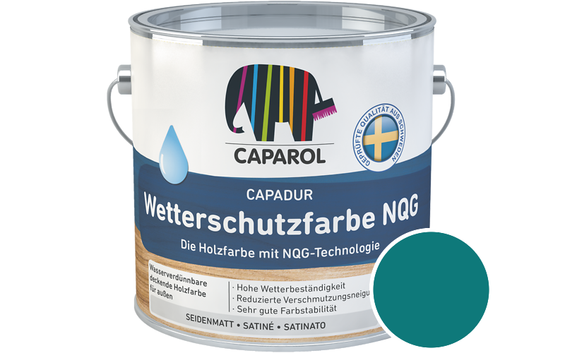 Caparol Capadur Wetterschutzfarbe NQG 750ml Holzfarbe fr auen / Getnt im Farbton RAL 5021 Wasserblau