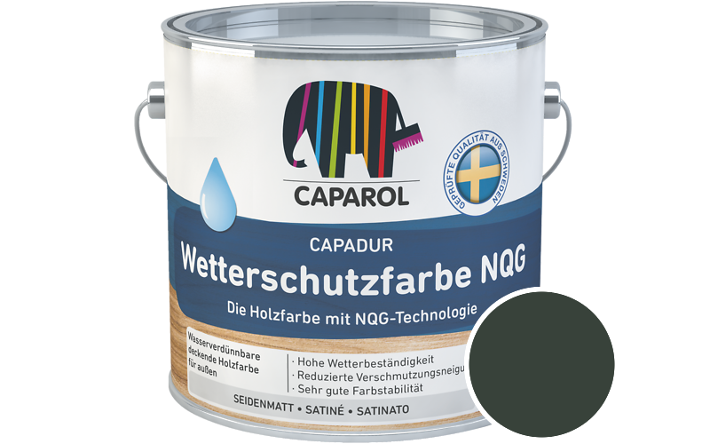 Caparol Capadur Wetterschutzfarbe NQG 750ml Holzfarbe fr auen / Getnt im Farbton RAL 6009 Tannengrn
