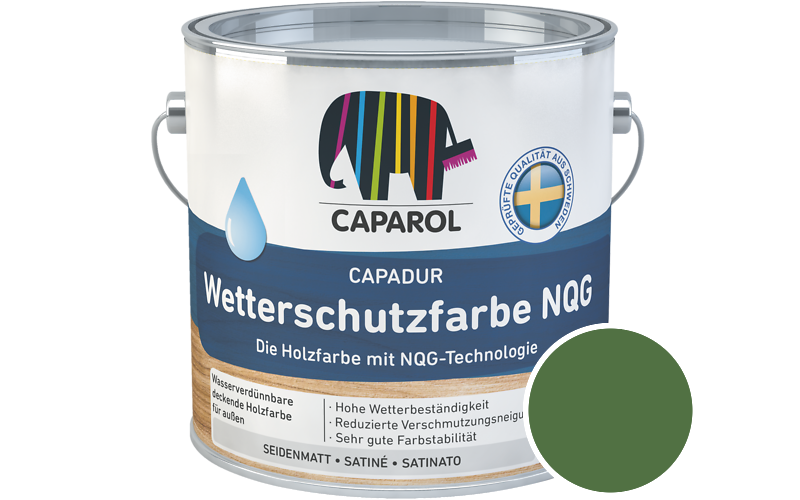 Caparol Capadur Wetterschutzfarbe NQG 750ml Holzfarbe fr auen / Getnt im Farbton RAL 6010 Grasgrn